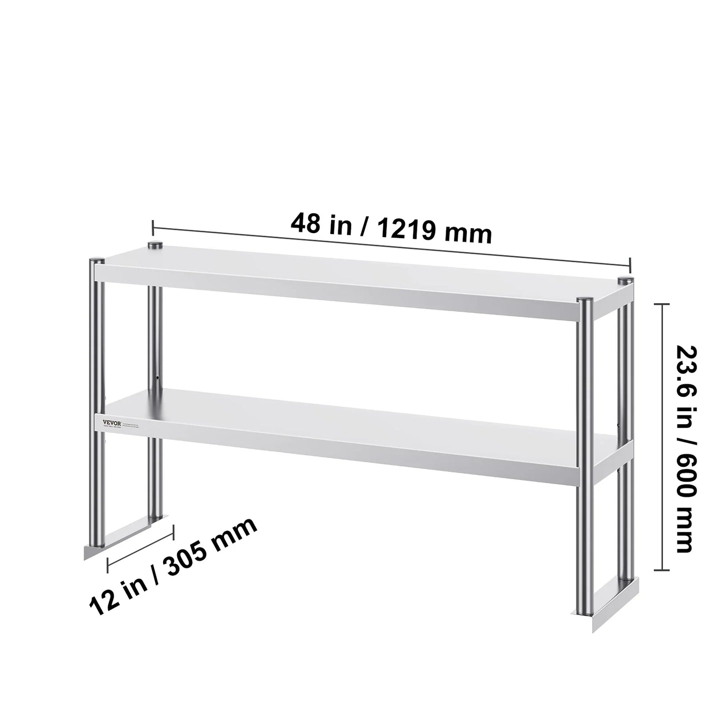SucceBuy Stainless Steel kitchen worktable Overshelf with Height Adjustable Overshelf Prep Work Table for Kitchen Restaurant