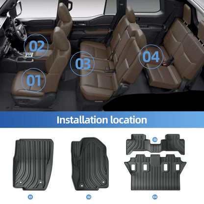 RHD for 2024 Toyota Land Cruiser Prado J250 7seat Fuel Only Fit Right Rudder Car Floor Mats Trunk Pad TPE 3D Foot Mat Black