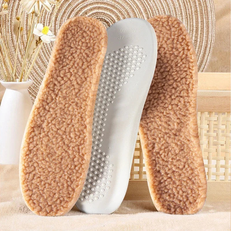 1/5/10Pair Cotton Shoes Winter Warmth Insoles Latex Lambswool Insole Soft Shoe Sole Thick Plush Comfortable Shoe Pads