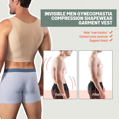 Back Support Body Shaper Men Slimming Chest Lifter Wide Strap Post Surgery Lipo Garment Shapewear Top Vest