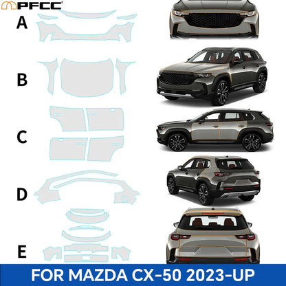 For MAZDA CX-50 2025 Clear Vinyl Wrap TPU PPF 8.5Mil Pre-Cut Paint Protection Film Full Vehicle Kit Anti-Scratch Self Adhesive