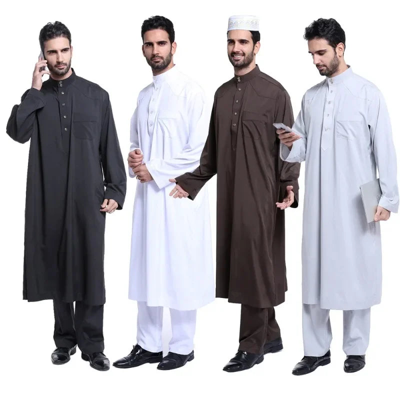 Islamic Men's Robe Set - Full Length Jumpsuit Suitable for Daily Prayer Moderate Cultural Attire for Community Travel