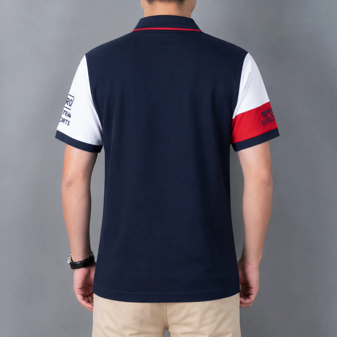100% Pure Cotton Men Short Sleeve Polo Shirt Embroidery Trendy Contrast Color Splicing Classic Lapel Side Slits Extended Fit Sui