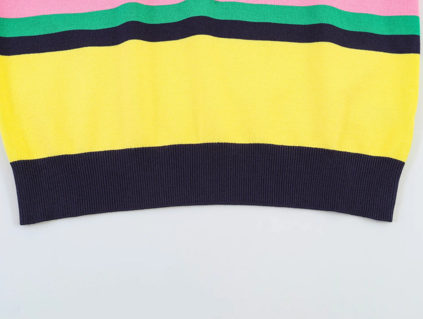 Fashionable Striped Knitted  Shirt Women's Loose Fit Business Casual Short Sleeve Classic Pattern Polyester Fiber