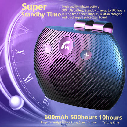 Bluetooth 5.3 Speakerphone Bluetooth-compatible Handsfree Car Kit Wireless Stereo Mp3 Music Player Car Handsfree Sun Visor Clip