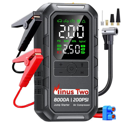 4 In 1 4000A Portable Jump Starter Power Bank 200PSI Air Pump Booster Car Battery 12V Car Battery Starter Powerbank
