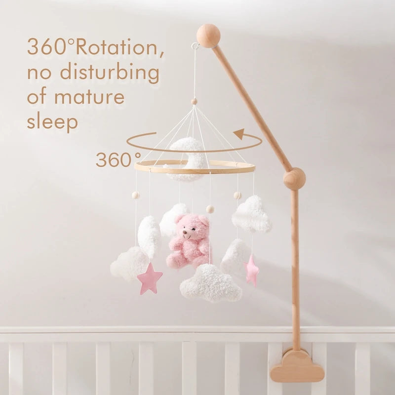 Baby Crib Mobile Rattle Toy 0-12Months Infant Soft Felt mobile Teddy Bear Bed Bell Hanging Toy Holder Bracket Crib Toy Gift