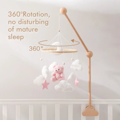 Baby Crib Mobile Rattle Toy 0-12Months Infant Soft Felt mobile Teddy Bear Bed Bell Hanging Toy Holder Bracket Crib Toy Gift