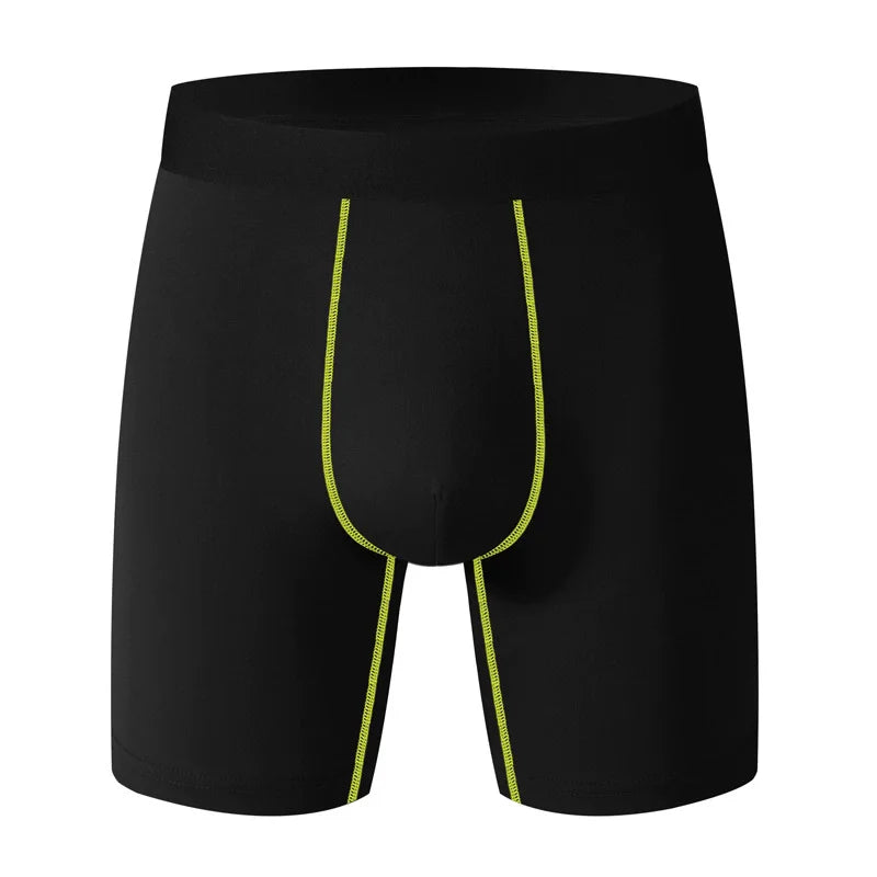 5PCS/SET Men's Underwear Black Color Boxer Shorts Sports Stretch Long Term Underwear Cycling Men's Shorts Fashion Men Underpant