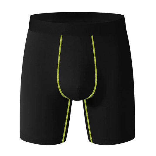 5PCS/SET Men's Underwear Black Color Boxer Shorts Sports Stretch Long Term Underwear Cycling Men's Shorts Fashion Men Underpant