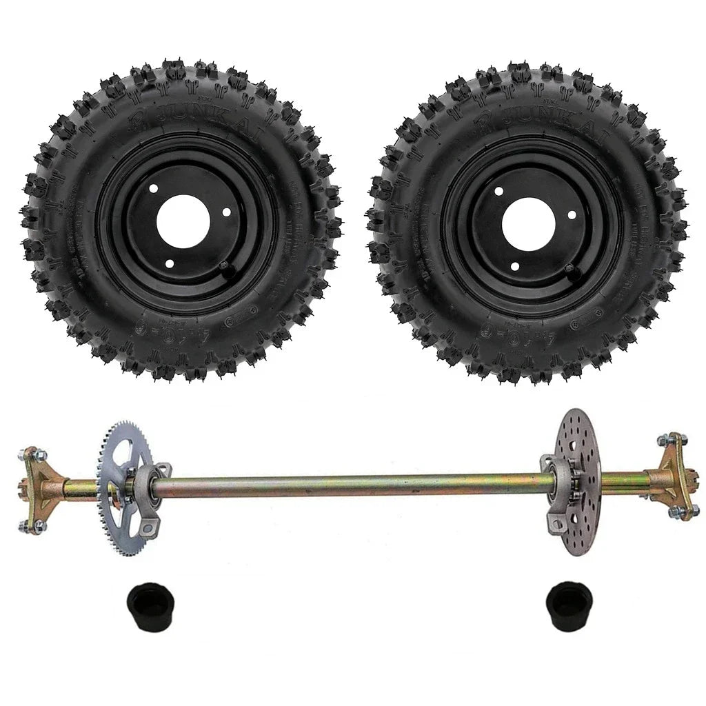 TDPRO Karting Accessories Go Kart DIY Rear Axle Assembly Wheel Hub Kit with 2pcs 4.10-6 Wheels For Mini Kids ATV QUAD Buggy