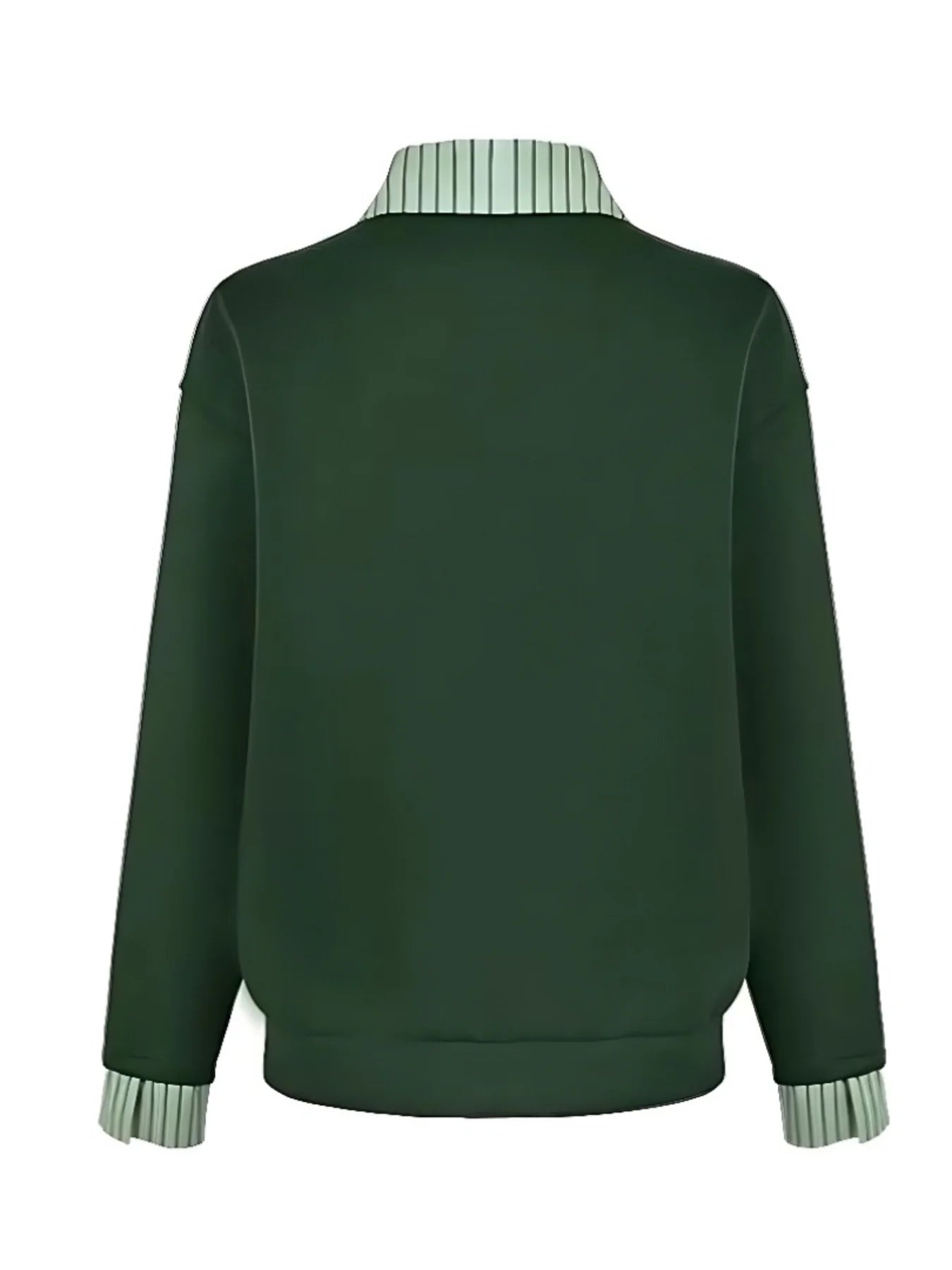 Women's solid-color long-sleeve polo shirt with color-block collar design  stylish and casual knitted top for spring and summer