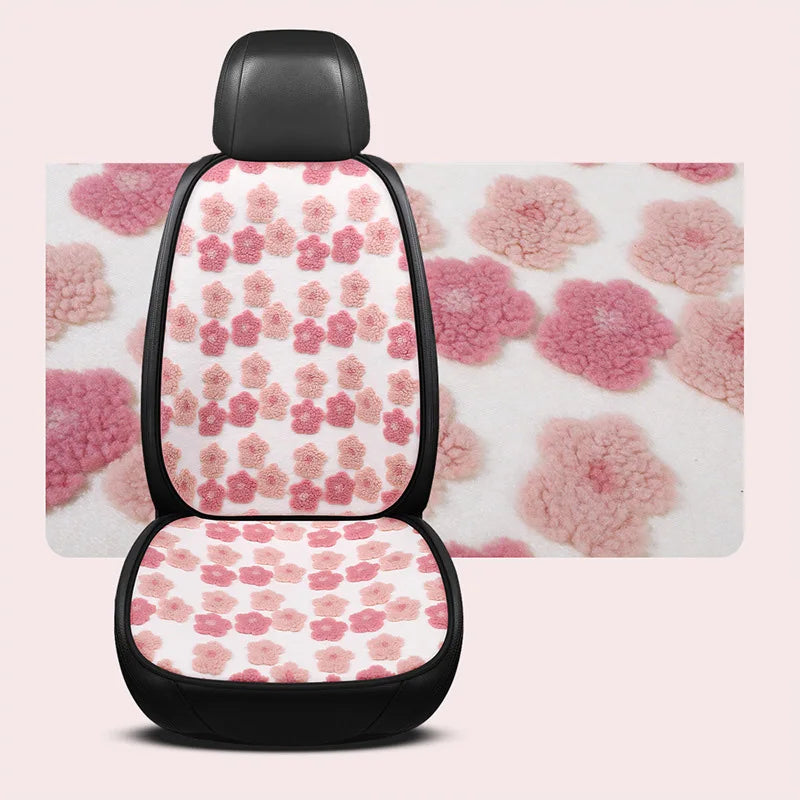 Winter Lamb Wool Car Seat Cushion Three-dimensional Flower Cute Women's Car Seat Cover Anti Slip Breathable Car Interior 2025