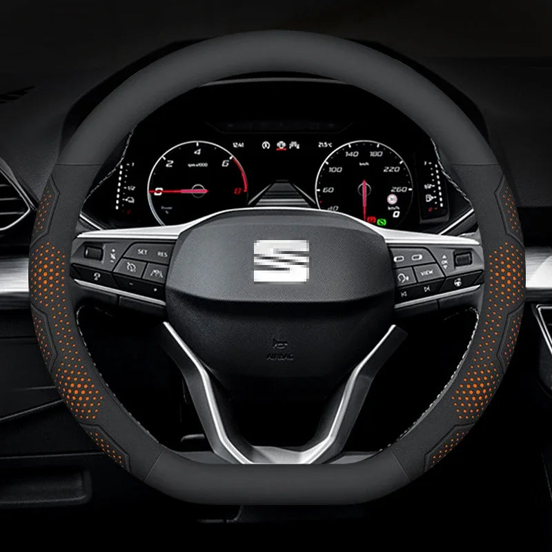 Compatible with Seat Leon, Ibiza, Arona, Octavia, Ateca steering wheel cover/accessory/protector.