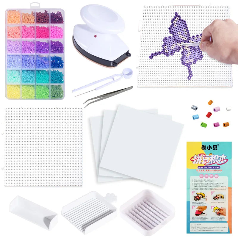 Creative Craft Kit: 24/48 Color 2.6mm Fuse Beads, Perler Iron Beads for 3D Art & DIY Projects, Educational Toy Gift for All Ages