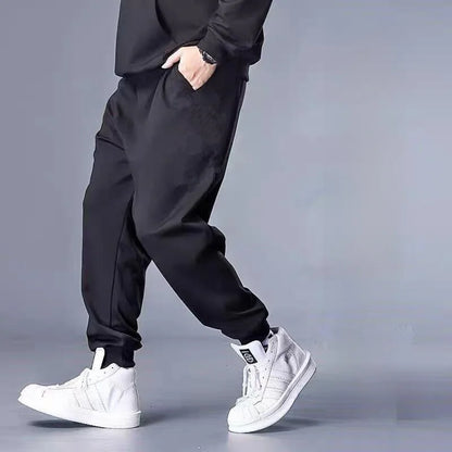Men's Winter Thickened Fleece Lined Loose Elastic Cuffed Sports Pants plus Size Casual Work Trousers Harajuku Style Long Pants