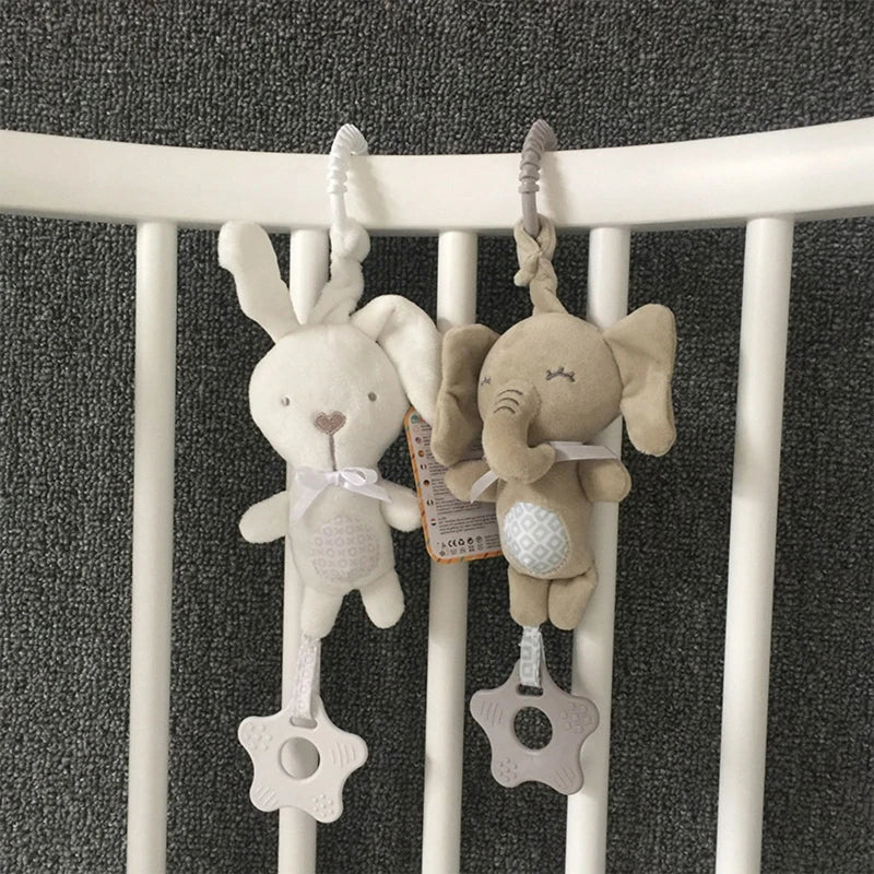 Cartoon Animal Shake Bell Pendant Plush Elephant Rabbit Cute Rattle Windchime G99C