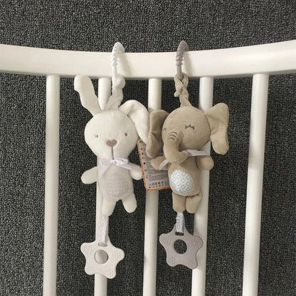 Cartoon Animal Shake Bell Pendant Plush Elephant Rabbit Cute Rattle Windchime G99C
