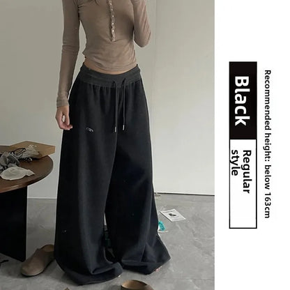 American Style Lazy Girl Sports Pants Women High Waist Loose Slimming Casual Wide Leg Pants Fall New Arrival Small Size