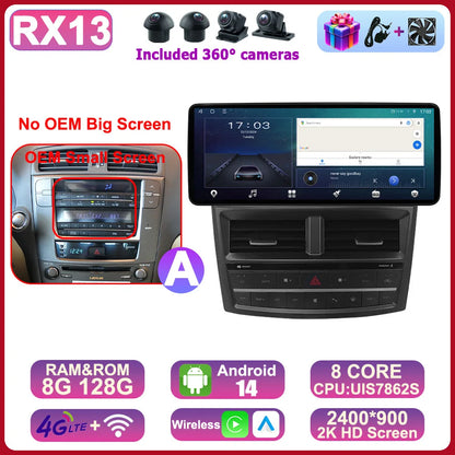 12.3" 2Din DSP Android 14 Car Radio Intelligent System For LEXUS IS200 IS220 IS250 IS300 IS350 2006 - 2012 Carplay Auto Navi HU