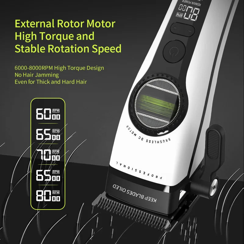 Komei Professional Hair Clipper F1 - Super Motor with External Brushless Trimmer, Men's Electric Shaver KM-1593