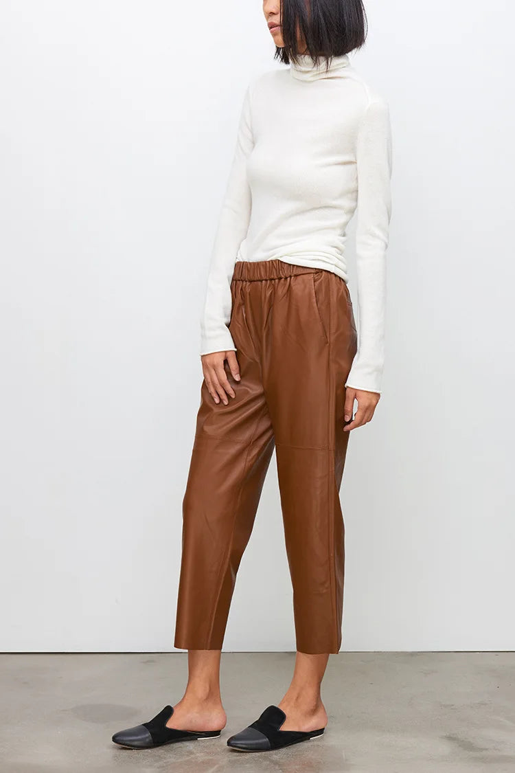 Genuine Leather Harem Pants Women Real Sheepskin Trousers High Elastic Waist 2026 New Streetwear Plus Size Pants Y2k Fashion