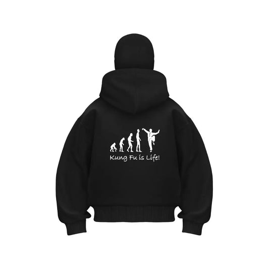 Kung Fu Is Life evolution - pose art Men's Outdoor Warm Balaclava Zip Hoodie Winter Casual Sweatshirt