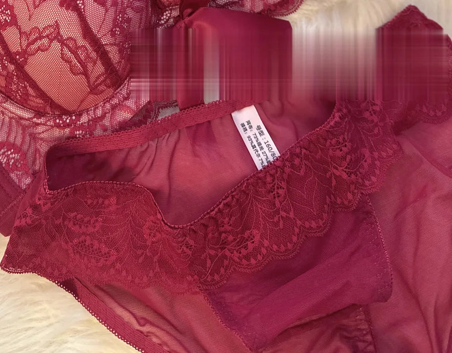 Top Selling Womens Wireless Bra Set French Lace Bow Contrast Color Push Up Thick Padded No Gap Everyday Lingerie For Small Chest