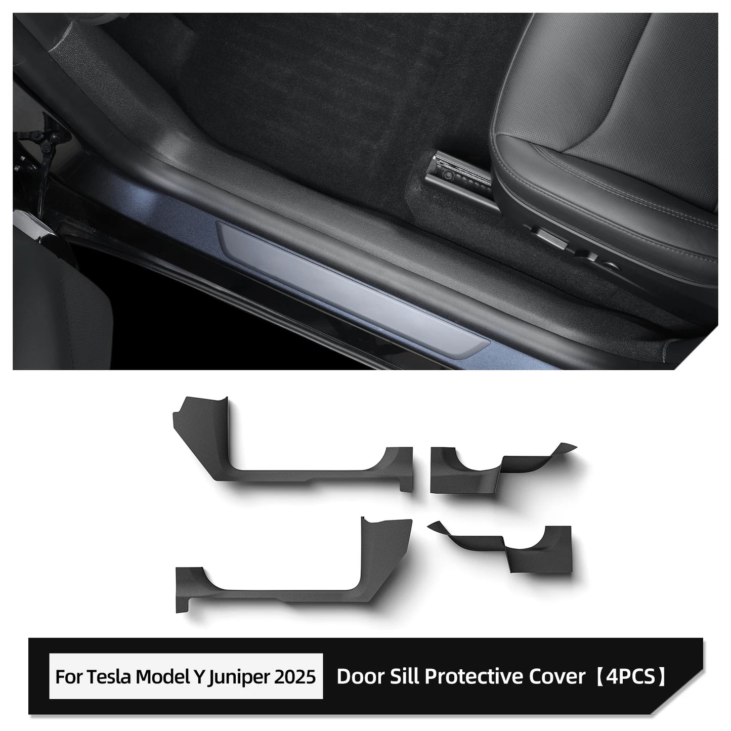 LUCKEASY for Tesla Model Y Launch 2025 2026 Juniper Central Control Side Anti-kick Pad TPE Door Sill Strip Guard Protection