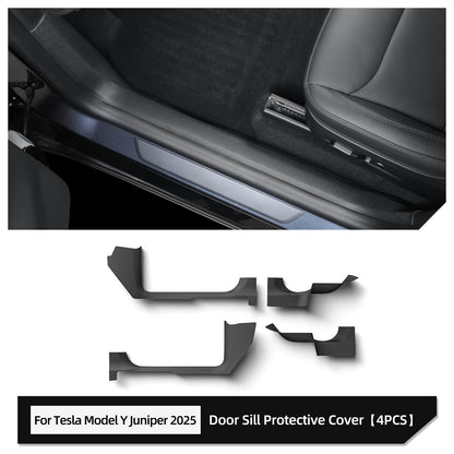 LUCKEASY for Tesla Model Y Launch 2025 2026 Juniper Central Control Side Anti-kick Pad TPE Door Sill Strip Guard Protection