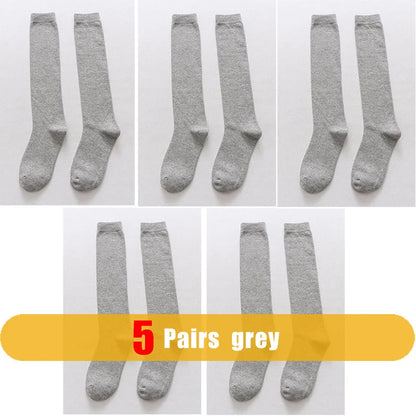1/5 Pairs Men's Solid Cotton Long Crew Socks Elastic Business Formal Dress Socks For Gentleman Daily Party