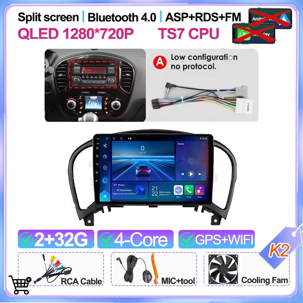 For Nissan Juke Yf15 2010 2011 2012 2013 2014 Carplay Auto 5g+wifi Gps Car Radio Navigation Multimedia Video Player Stereo Bt