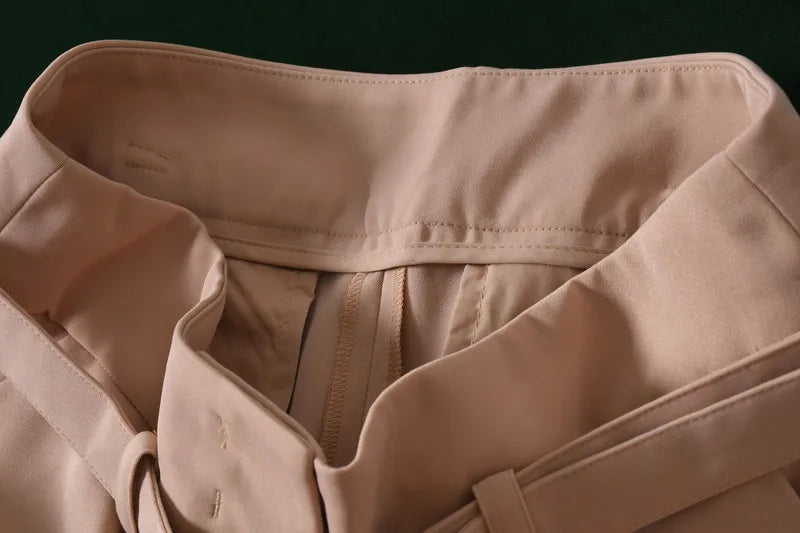 High Waist Belted Slim Fit Trousers Vintage Simple Sle Casual Pants for Women Spring Summer Autumn High Faion Goods