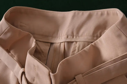 High Waist Belted Slim Fit Trousers Vintage Simple Sle Casual Pants for Women Spring Summer Autumn High Faion Goods