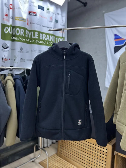 Thickened Fleece Lined Hooded Jacket for Men And Women Warm Outerwear Coat Autumn Winter Standard Fit Casual Style Zipper Clo...