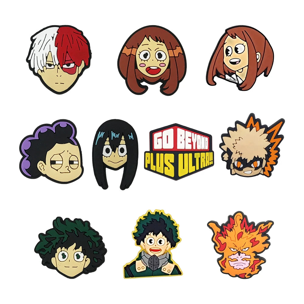 Hot Toys Japanese Manga 10-132pcs Shoe Charms My Hero Academia PVC Shoe Accessories Decoration Party Kids Xmas Halloween Gifts