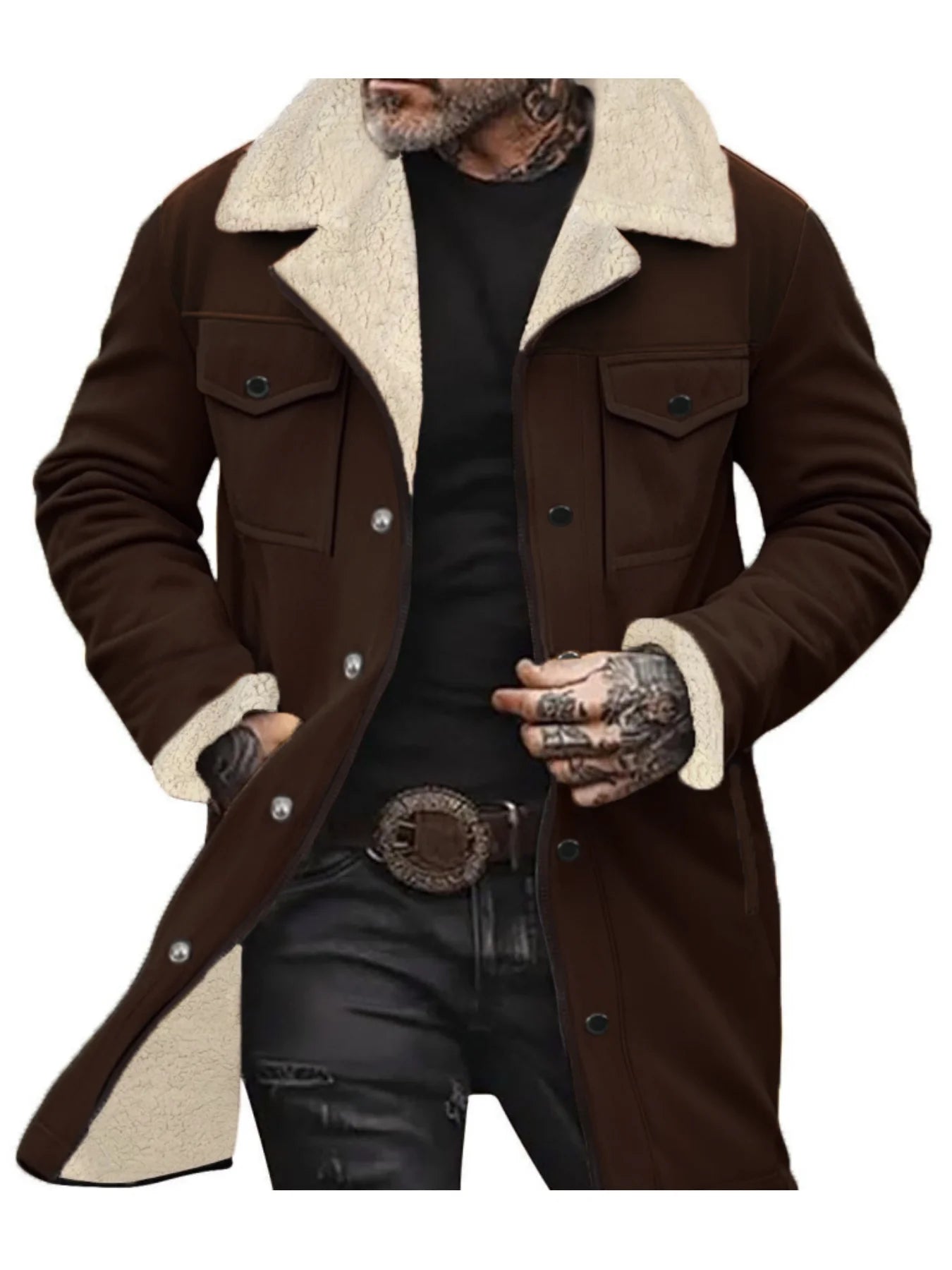 Warm Trech Men's Winter Trench Coat Windproof Fleece Lined EU Fit Street to Office Mans Wear