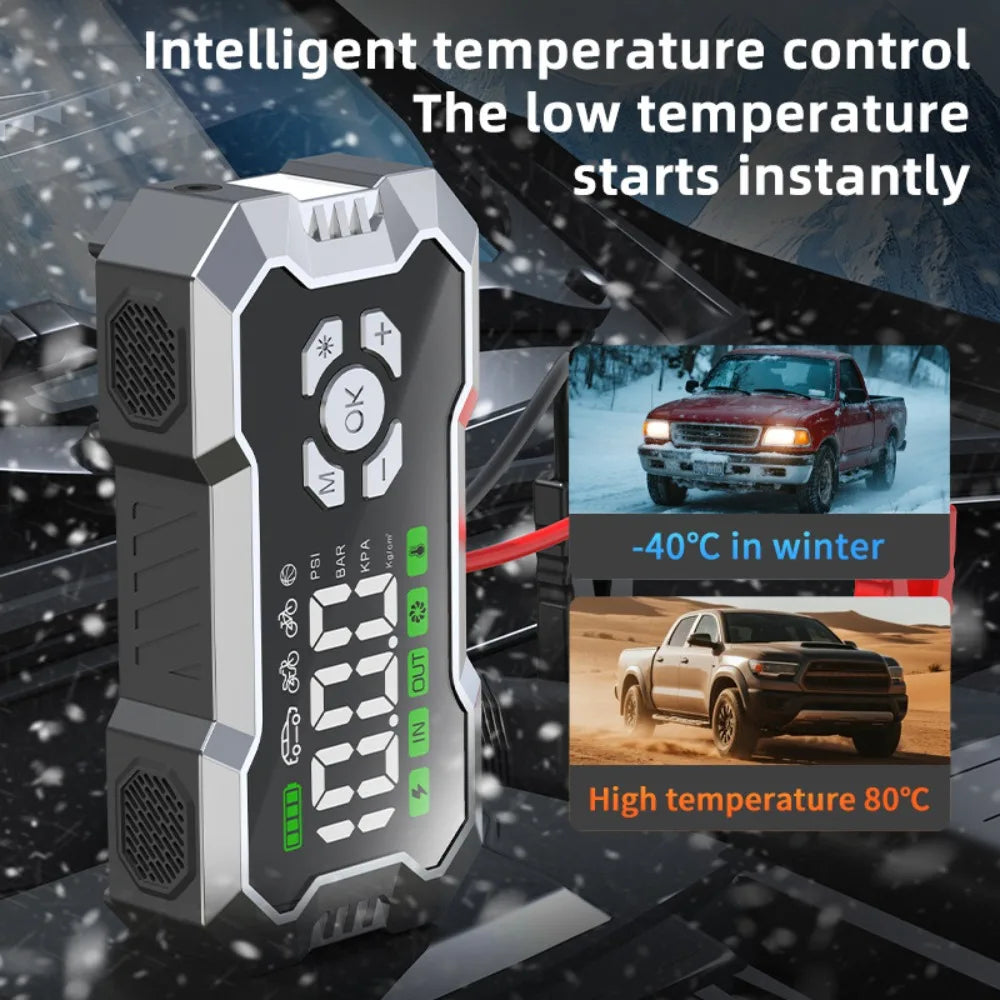 12V Automotive Battery Jump Starter and Tire Inflator 4000A Splitter Car Universal Starter Auto Booster Portable Power Station