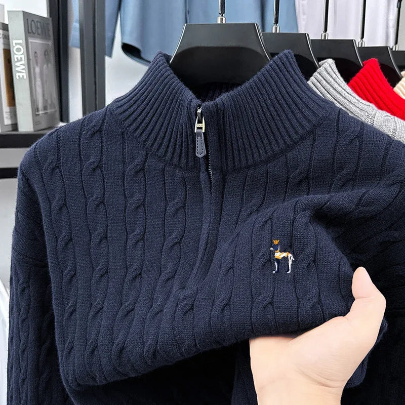 2025Autumn and Winter New Fashion Brand Men and Women Same Style Couple Shirt Fried Dough Twists Embroidery Dog Logo Top Sweater