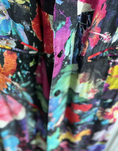 TOP-YAMAMOTO's original design, "Flower Encyclopedia", floral trench coat designer, Sangcan Silk Coat