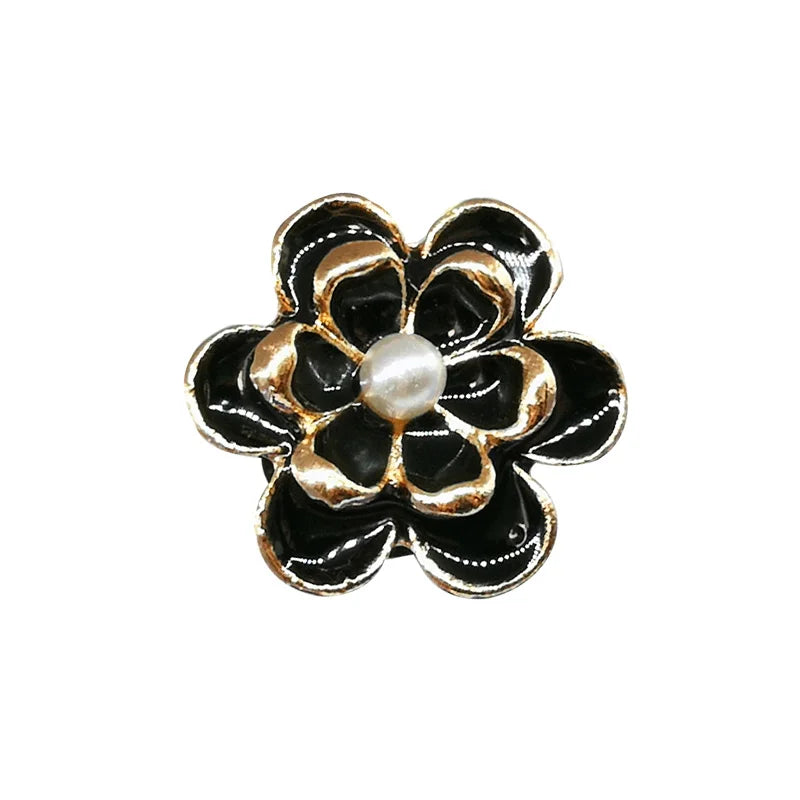 1/20pcs Black Metal Shoe Charms Bling Flower Luxury Bag Perfume Shoe Accessories Women Men Clog Buckle Sneaker Sandal Decoration
