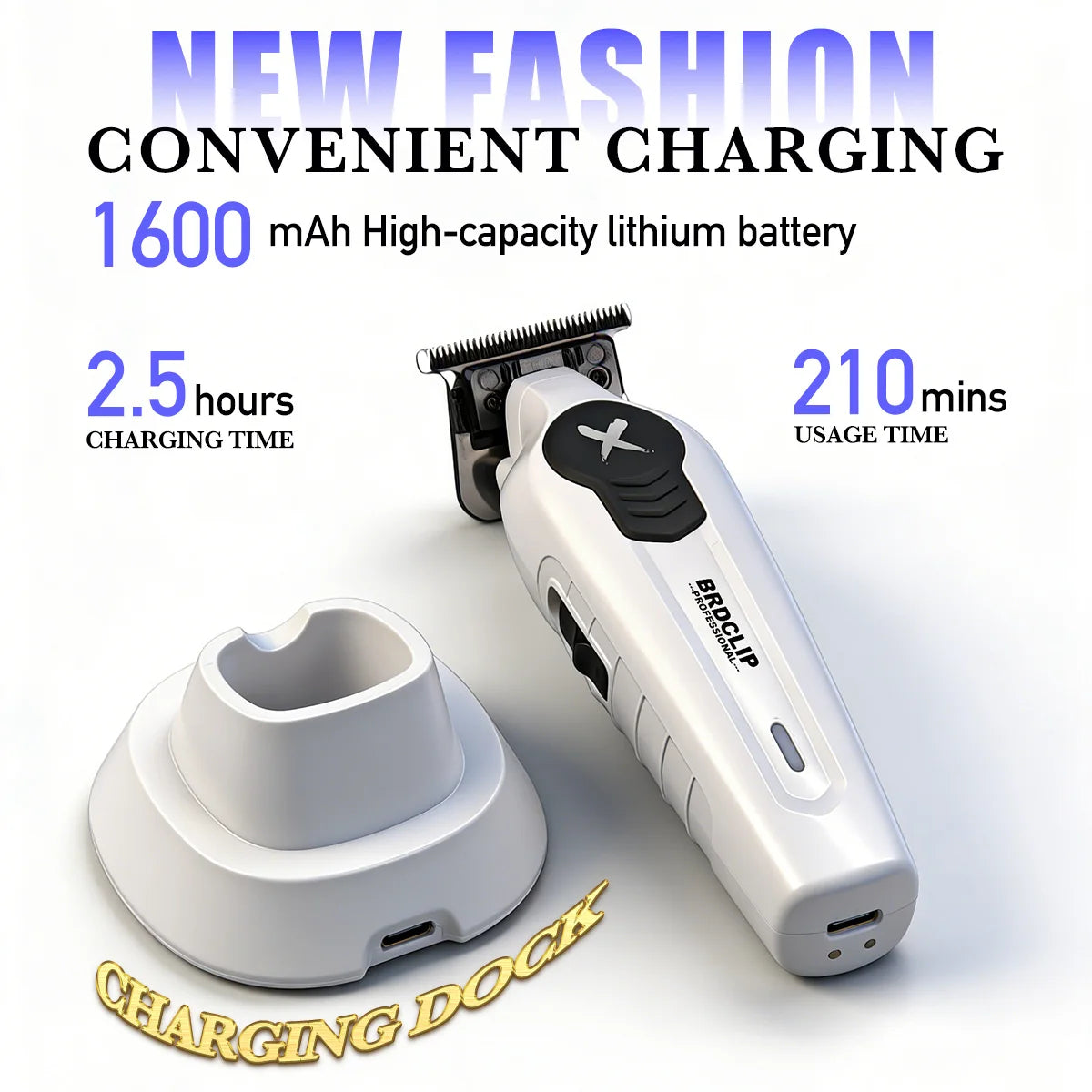 BRDCLIP Professional Hair Clippers Rechargeable Hair Trimmer Charging Base Haircut Machine DLC Blade Clippers For man BRD-FA1C