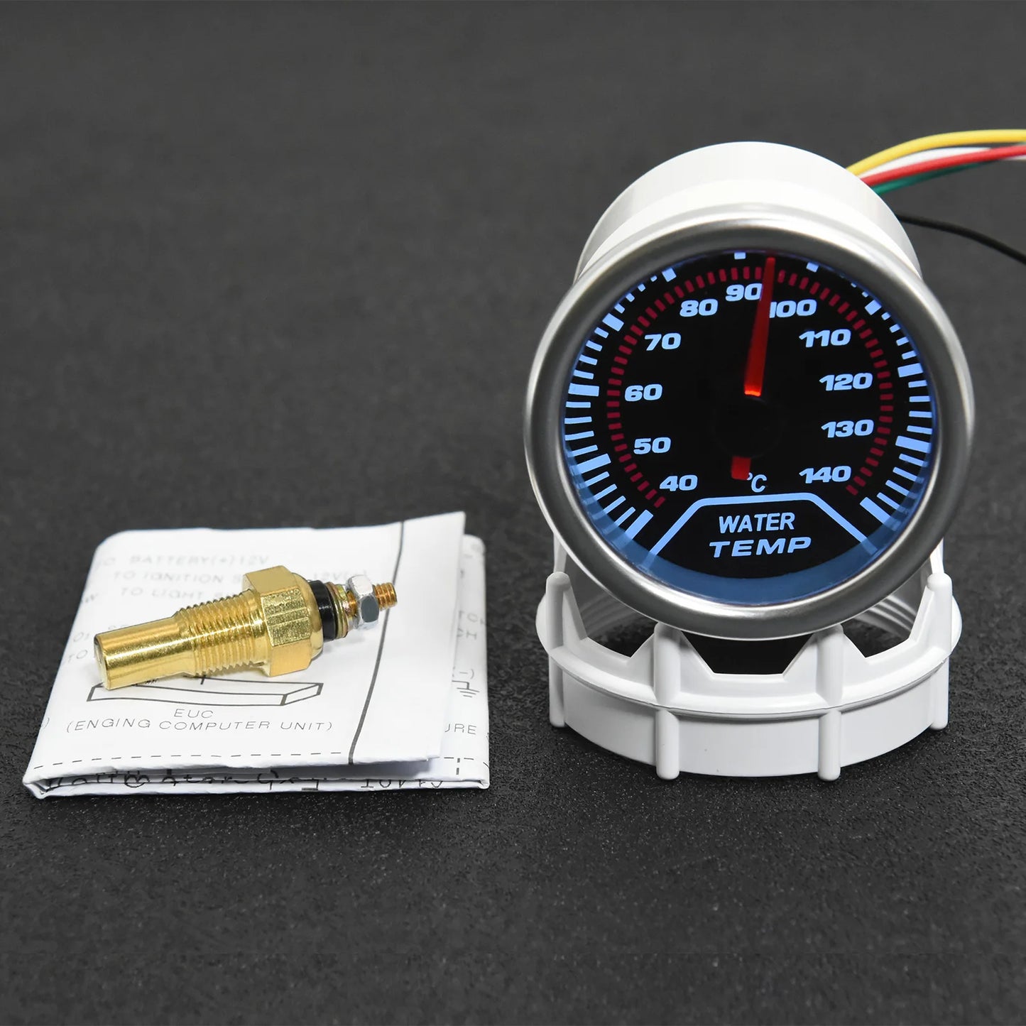 AD 52mm Water Temperature Gauge + 10mm Sensor  Boost Gauge Bar Psi Vacuum Oil Temp Press Voltmeter Tachometer RPM Car Gauge Pods