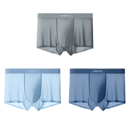 3pcs Men's 120S Ice Silk Seamless Briefs Breathable Mesh Antibacterial Quick Dry Underwear Mulberry Silk Crotch