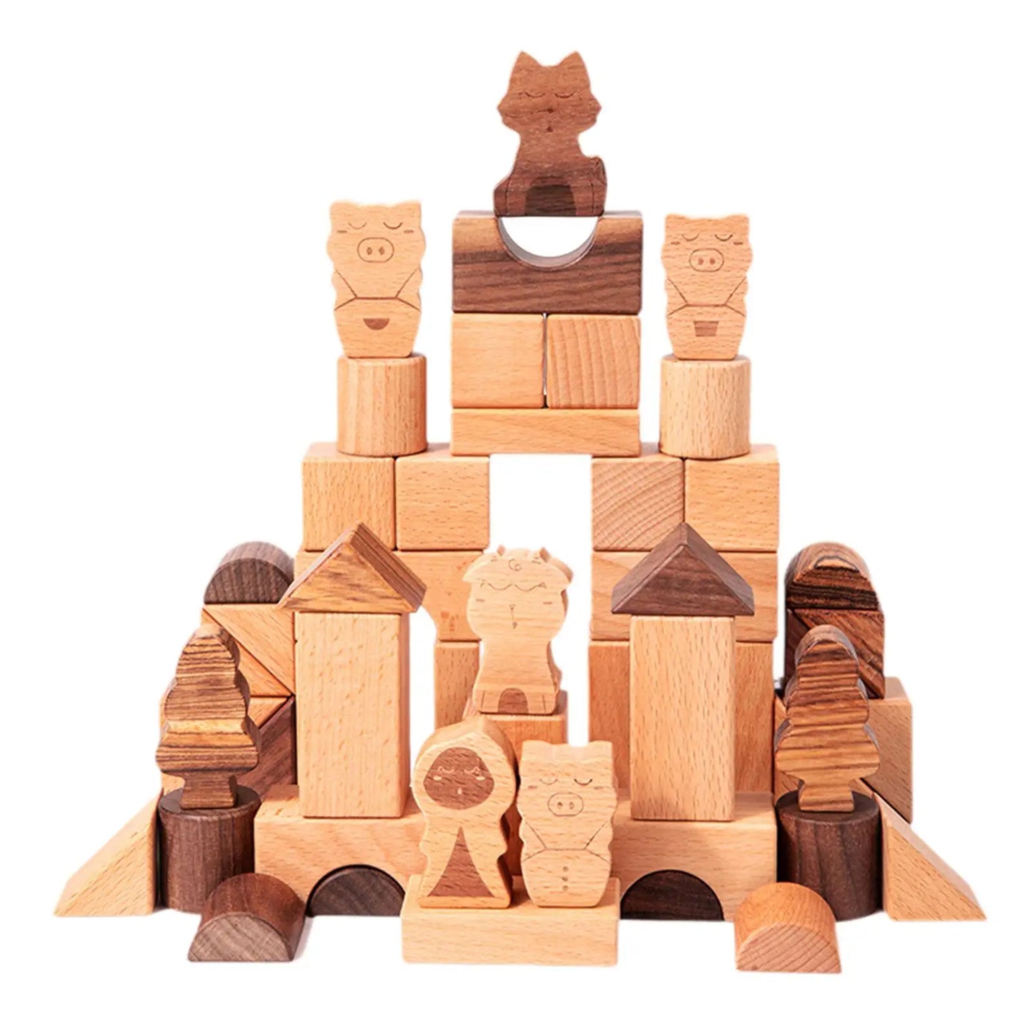 50 Pieces Wooden Building Blocks Geometric Shapes for Kids Birthday Gift