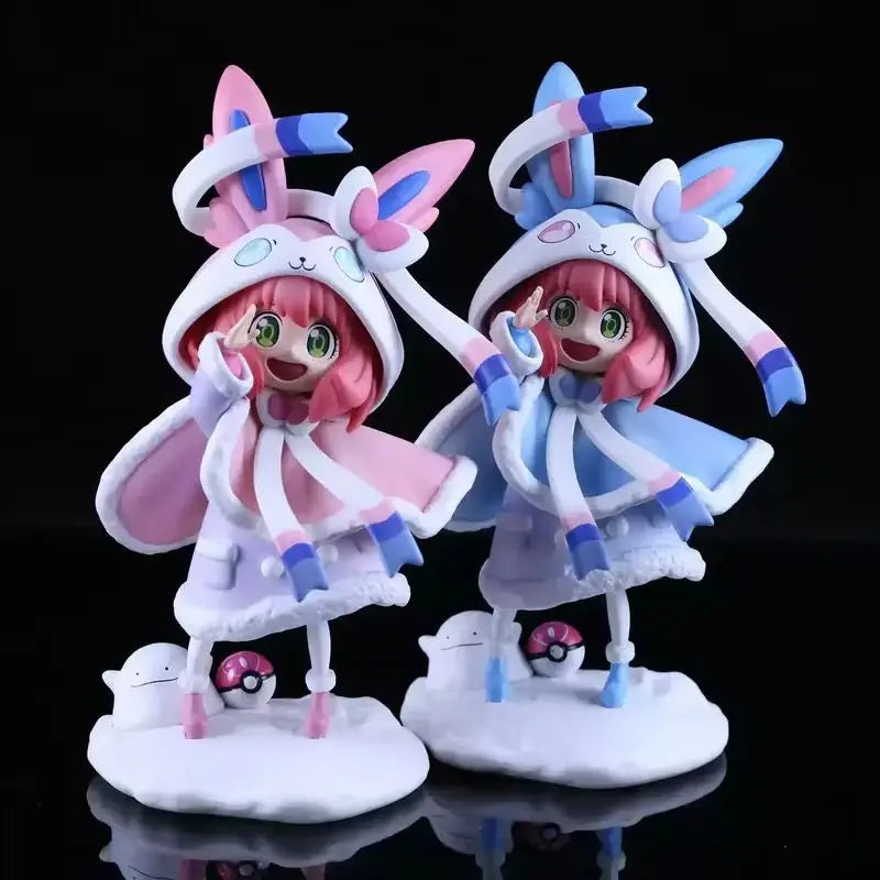 Spy X Family Anya Forger Sylveon Cos Figure 19cm Kawaii Cartoon Character Doll Ornaments Children S Toy Gifts Collectible Model