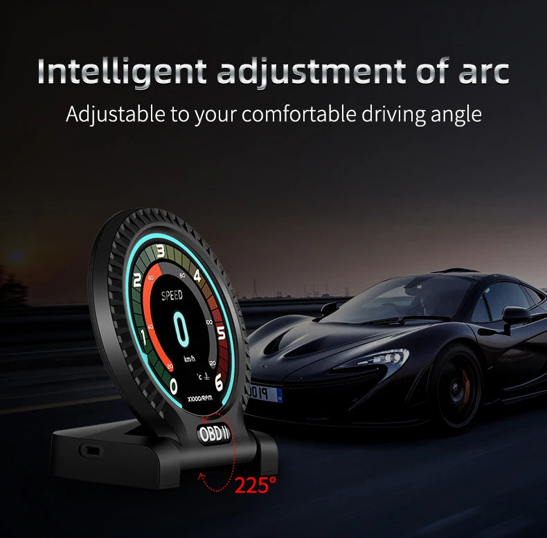 KWHUD HUD OBD2 Head-up Display Car Digital Speedometer RPM Clock Water/Oil Temp Meter for Smart Fortwo 453 451 450 2008-2024