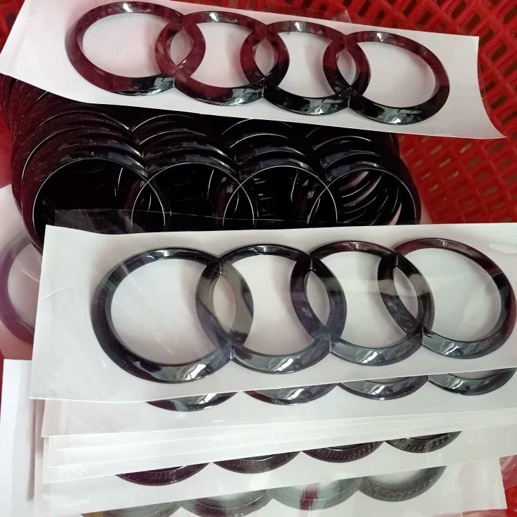 1pc 4-Ring ABS Car Hood Front Bonnet Grill Rear Trunk Emblem Logo Sticker For Audi A3 A4 A5 A6 A7 Q2 Q3 Q5 Q8 TT Black/Silver