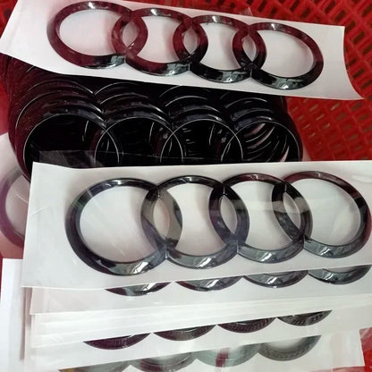 1pc 4-Ring ABS Car Hood Front Bonnet Grill Rear Trunk Emblem Logo Sticker For Audi A3 A4 A5 A6 A7 Q2 Q3 Q5 Q8 TT Black/Silver