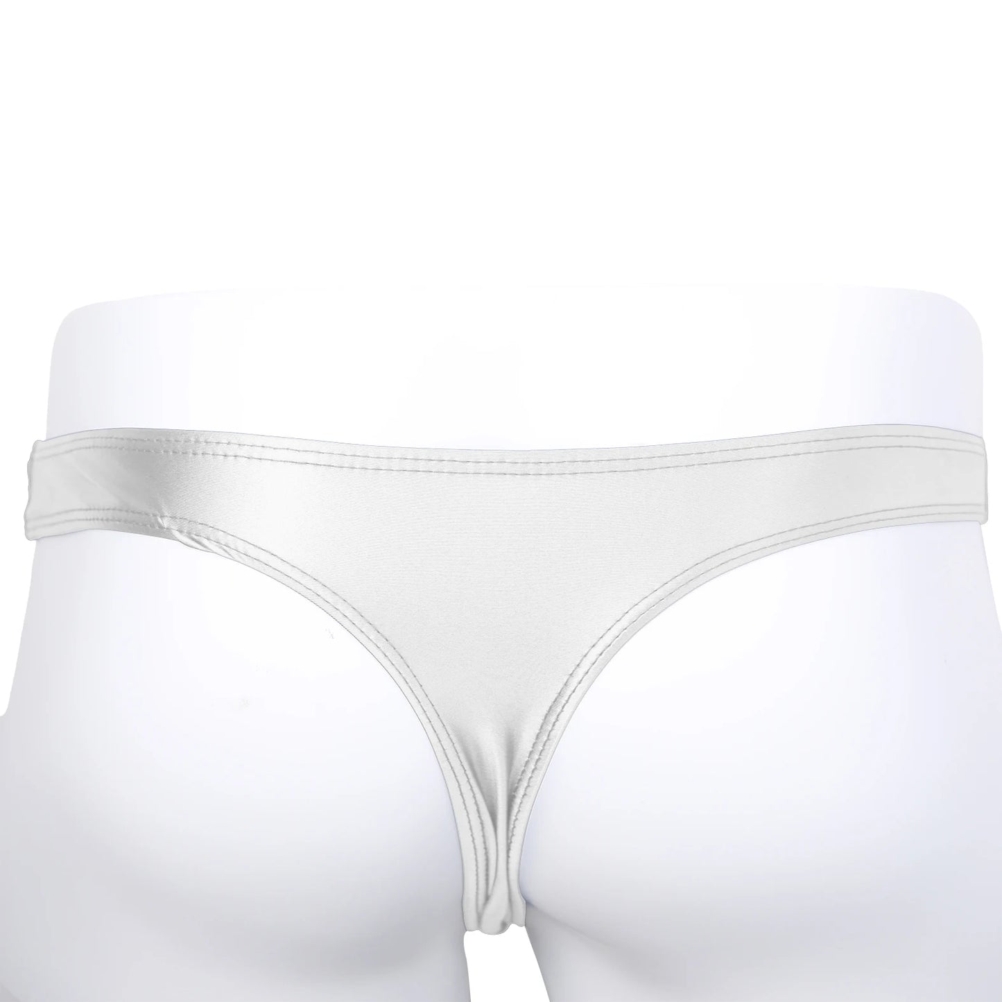 AMORESY Oceanus Men Glossy Stretch Low Rise T-shaped Briefs Gym Fitness Sport Comfort Breathable Thong Underpants Swimming Trunk
